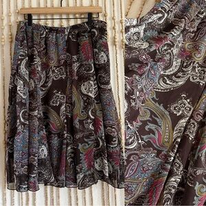 CB Y2K 2000s Fairycore Boho Indie Whimsy Paisley Flowy Stretch Midi Skirt Large